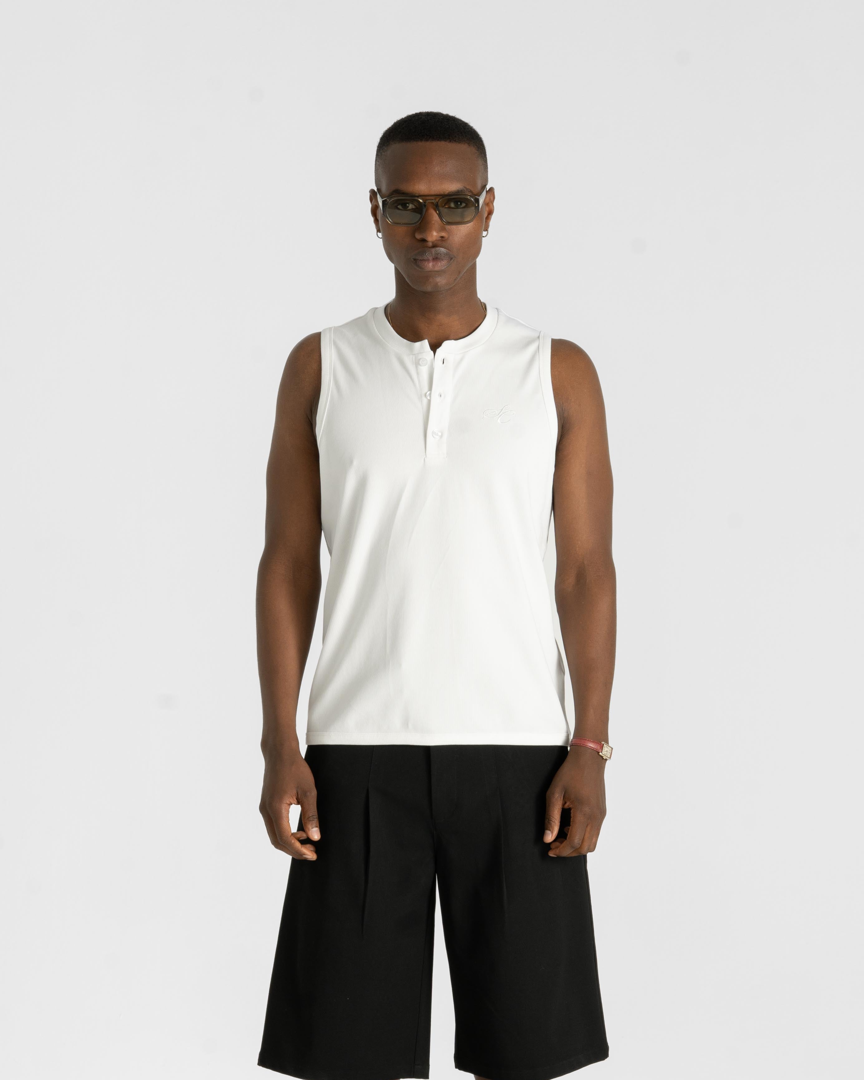 Henley Tank Top White